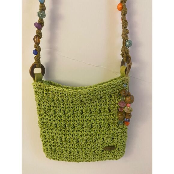 Cappelli natural woven crossbody lime green 8x8” - Picture 1 of 6